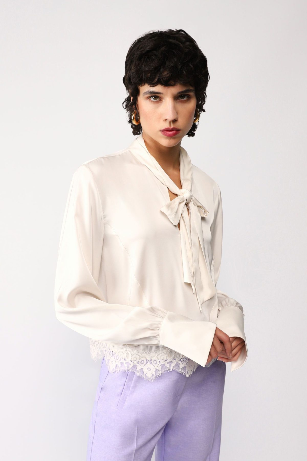 camicia donna effetto pizzo