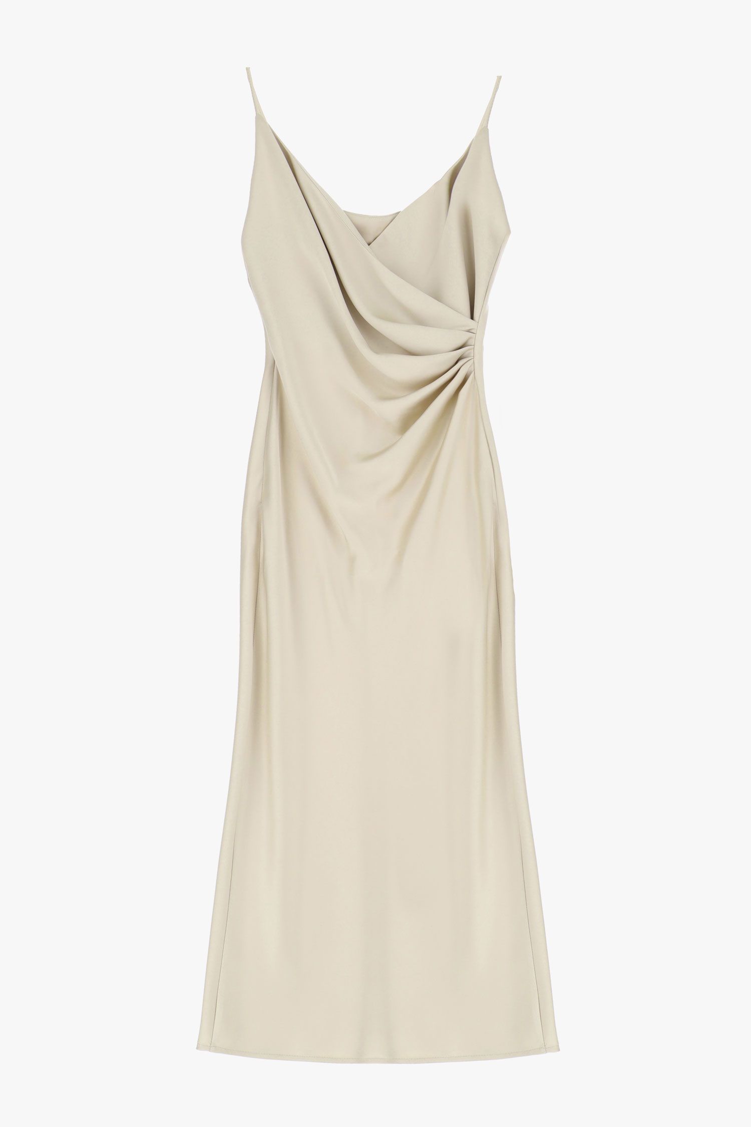 ABITO MIDI CON SCOLLO A V E DRAPPEGGIO SUL FIANCO IMPERIAL Mascari
